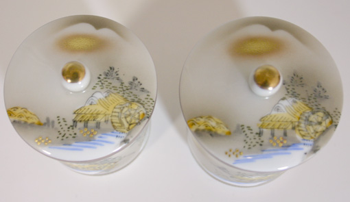 Gold Sumi-sansui pair yunomi cup  
