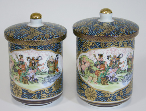 Kutani Ao chibu Seven Lucky Gods yunomi cup