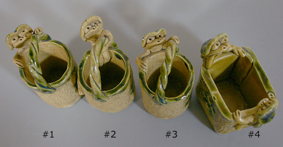 Mino pottery -  Oribe kappa toothpick holder