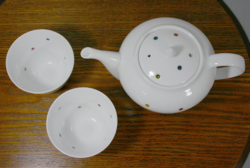 Japanese porcelain teapot and cups