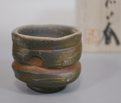 Japanese pottery - Bizen ware sake cup