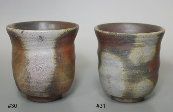 Bizen yunomi teacups by Saitou Takashi
