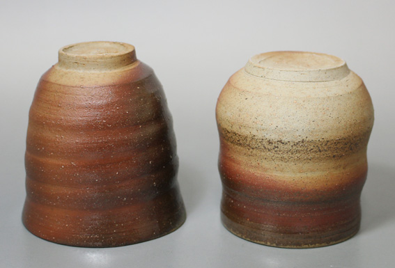 Bizen yunomi teacups by Saitou Takashi