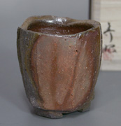 Japanese pottery - Bizen ware sake cup