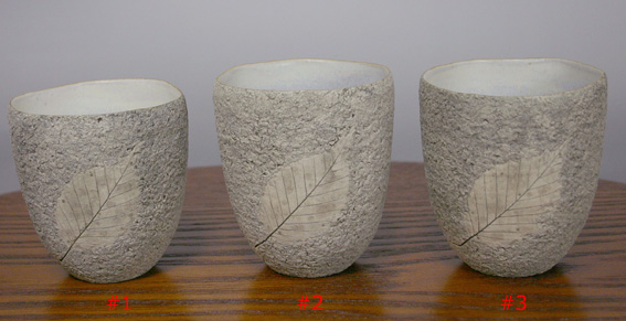 Kasama yaki leaf patterned stone guinomi