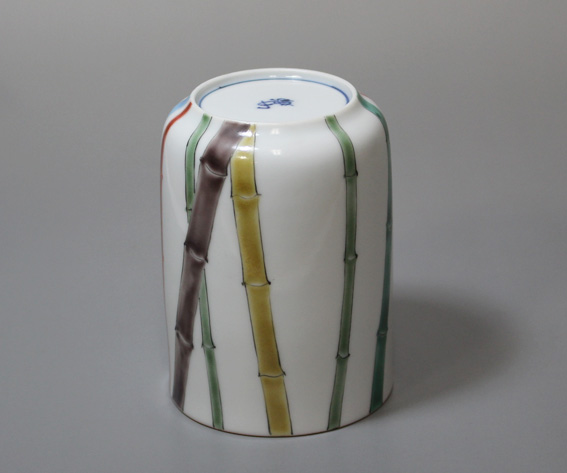 Japanese pottery/Kyoto ware -Kyoyaki"bamboo forest" yunomi