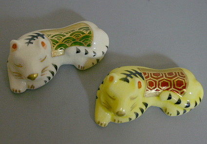 Kyoto ware-Chopstick rests - pair of tigers