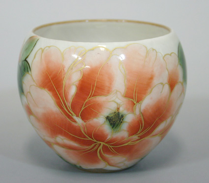 Handpainted peony teacup