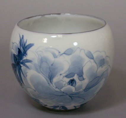 Handpainted peony teacup