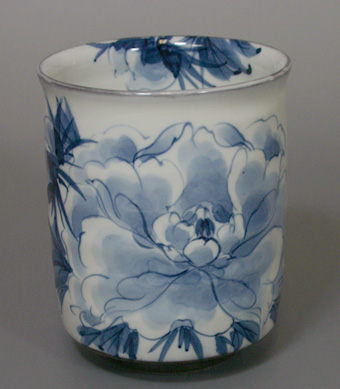 Handpainted peony teacup