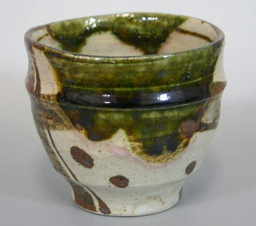 Japanese pottery -Oribe yunomi tea cup