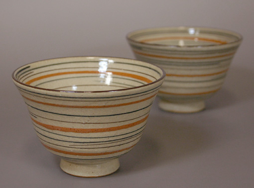 Japanese pottery - seto tea cups from Rizan kiln