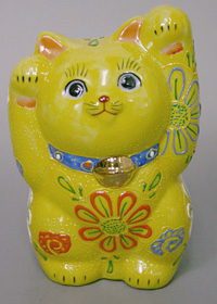 Kutani maneki neko - yellow moriage
