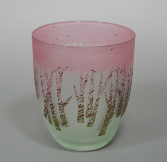 Japanese etched glass tumbler
