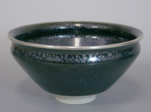 Kyoyaki Fukurin Tenmoku matcha chawan by Kougiku