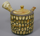 Yellow nerikomi kyusu teapot by Kenji