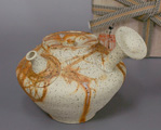 Japanese pottery - Tokoname yohen mogake teapot by Konishi Yohei