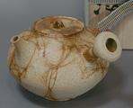 Japanese pottery - Tokoname yohen mogake teapot by Konishi Yohei