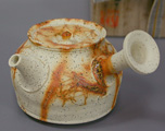 Japanese pottery - Tokoname yohen mogake teapot by Konishi Yohei