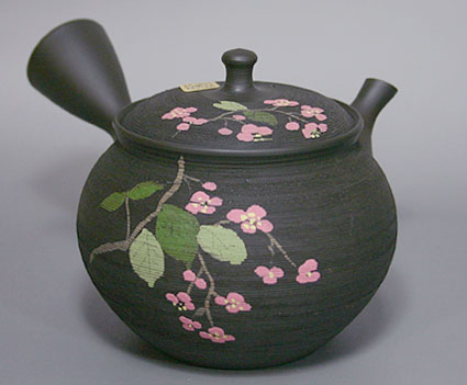 Handpainted begonia grandis itome kyusu teapot by Shoryu
