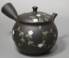 White flower teapot