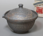 Japanese pottery - Tokoname yohen mogake teapot by Tanikawa Jin width=