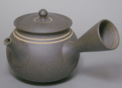 Yakishime double line border kyusu by Teruyuki
