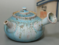 Tokoname blue glazed teapot by Yamada Sou