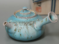 Tokoname blue glazed teapot by Yamada Sou