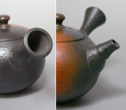 Round yohen kyusu with hammered finish by Yoshiki
