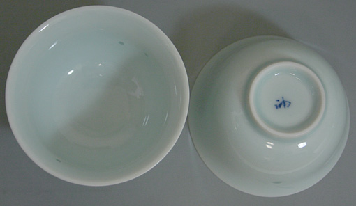 Banko celadon hotaru cups by Shimizu Jun