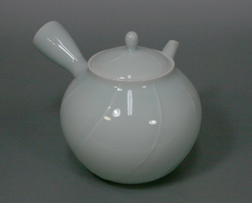 Banko teapot - Celadon teapot kyusu teapot by Shimizu Jun