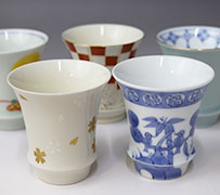 Japanese pottery Arita sake cups for ginjo and daiginjo