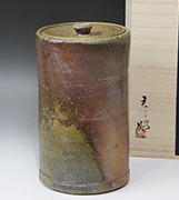 Wood fired Bizen mizusashi