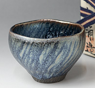 Seiyou tenmoku ridged guinomi sake cup by Hashimoto Daisuke