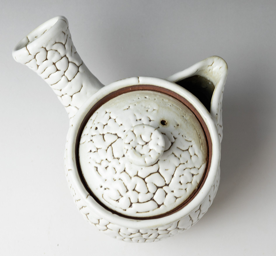 White Kairagi kyusu teapot by Mukuhara Kashun - top view