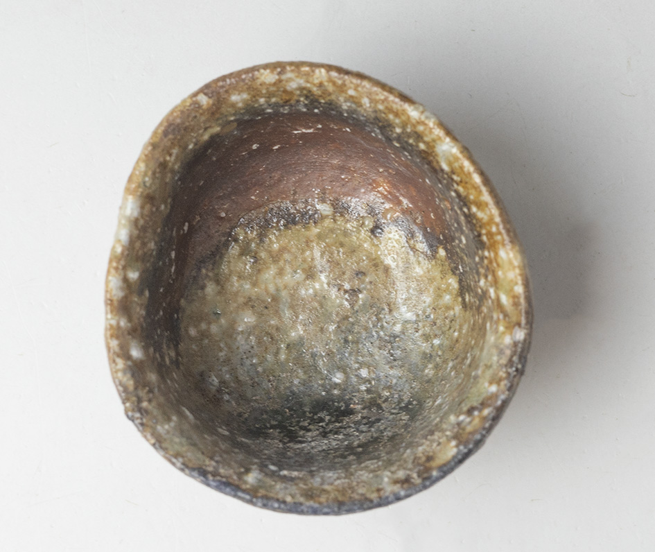 Shigaraki guinomi sake cup #61, interior view