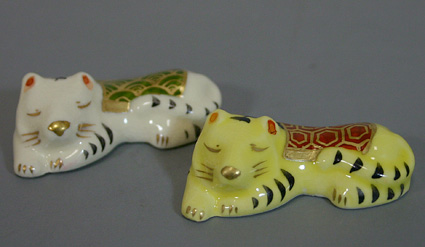 Kyoto ware-Chopstick rests - pair of tigers
