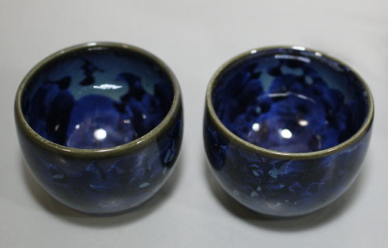 Kyoto ware-Flower effect crystallized glaze sake set from Touan kiln