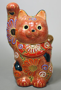 Kutani maneki neko - red moriage
