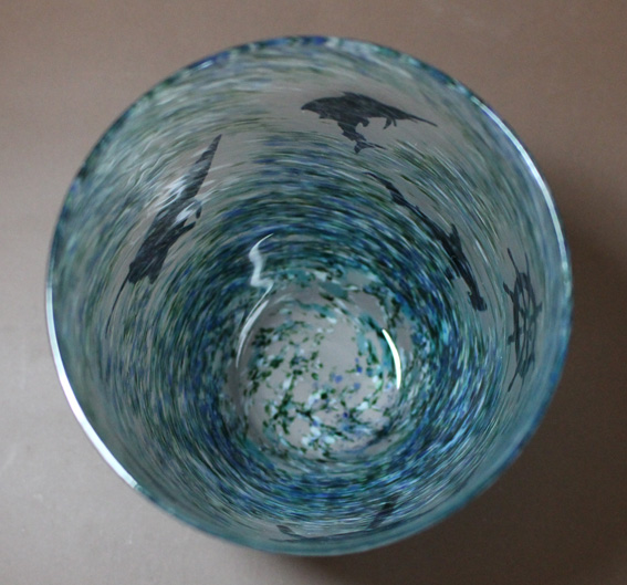 Japanese etched glass tumbler