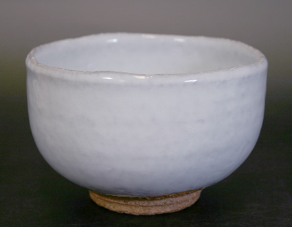 White glazed Hagi matcha bowl