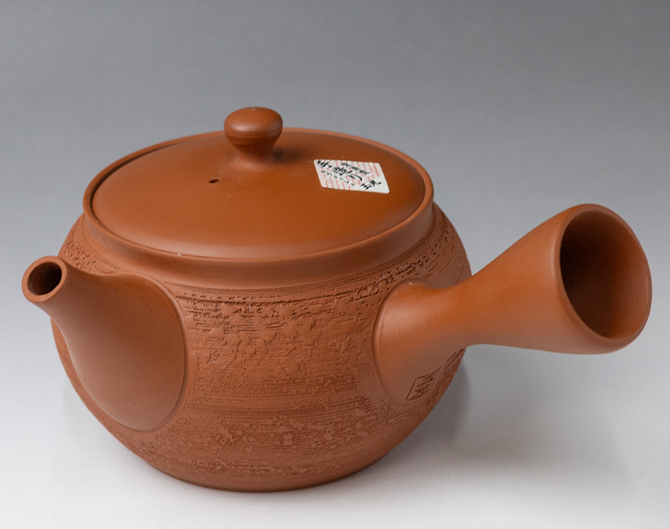 Shudei pine bark kyusu teapot by Gyokko, front view