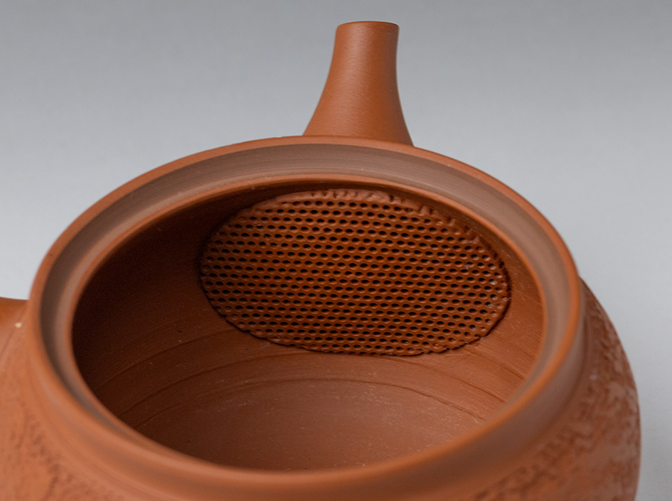 Shudei pine bark kyusu by Gyokko, detail