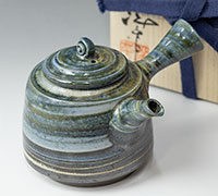 Tokoname Nerikomi teapot by Konishi Yohei