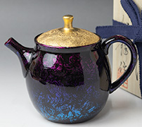 Tokoname kyusu teapot - Tenmoku style Rainbow kyusu by Shoryu