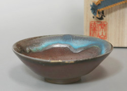 Tokoname blue glaze sake cup by Yamada Sou