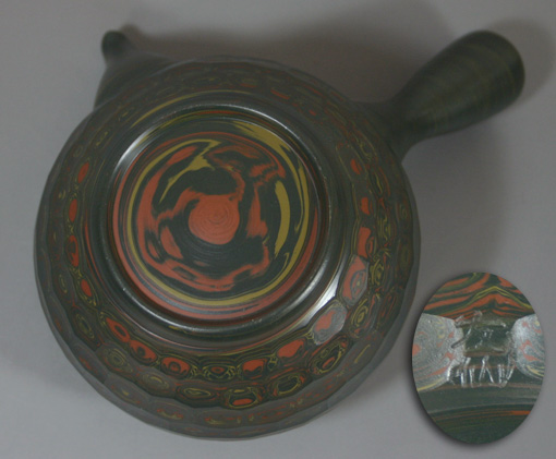 Tokoname nerikomi teapot by Yusen
