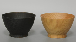 Yamanaka natural wood grain soup bowls